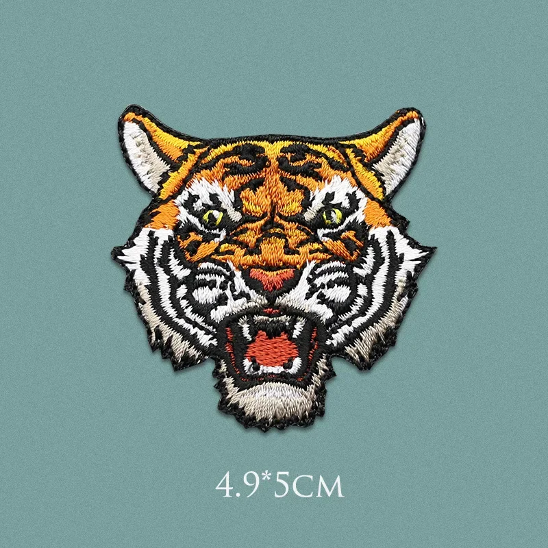 Parches bordados de animales de estilo Punk, transferencia de hierro, accesorios de costura con agujeros decorativos, ropa Hippie, Tigre, León, Lobo - imagen 3