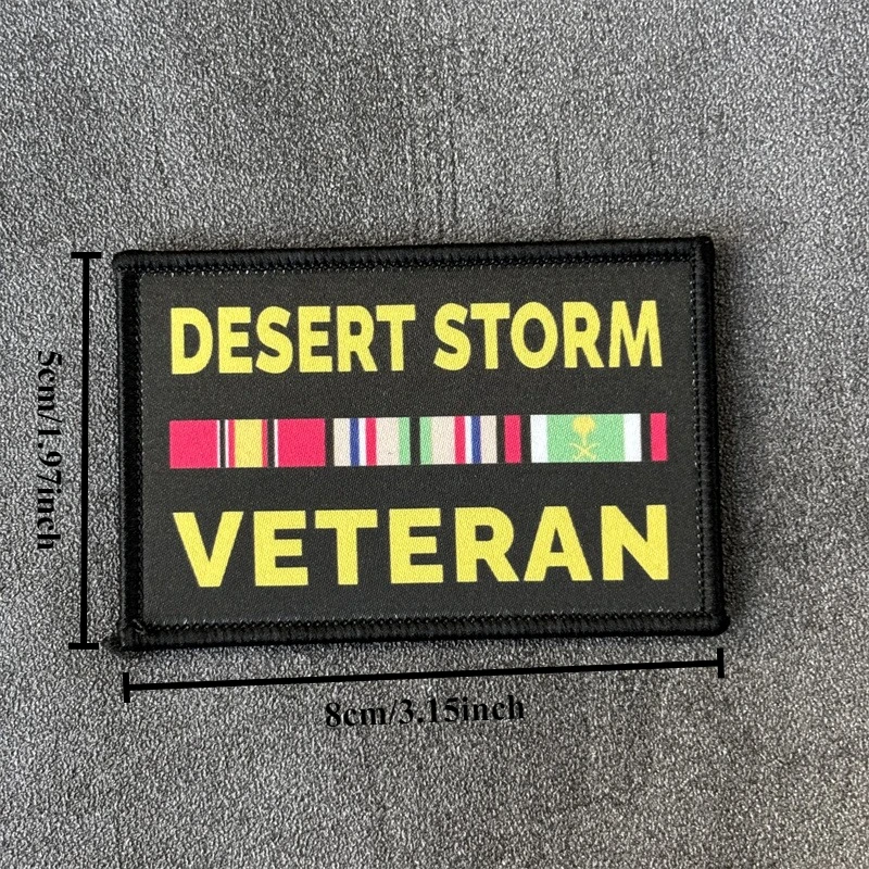 Parche táctico de tormenta del desierto para ropa, brazalete impreso, insignia de moral, parches de bucle de gancho, pegatinas para mochila - imagen 4