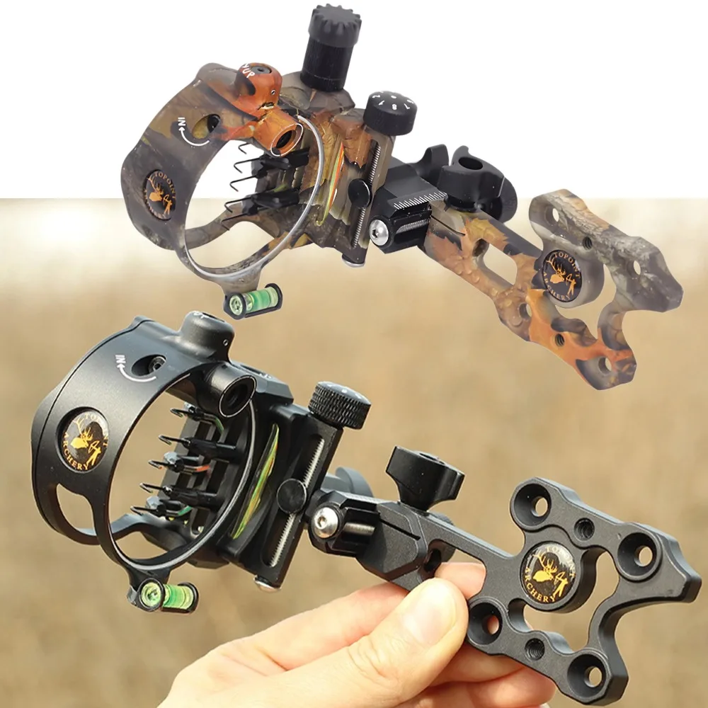 Mira de arco de 5 pines para tiro con arco, mira de arco compuesto de 0,019 ", fibra óptica, Micro mira ajustable para tiro al aire libre, accesorios de caza