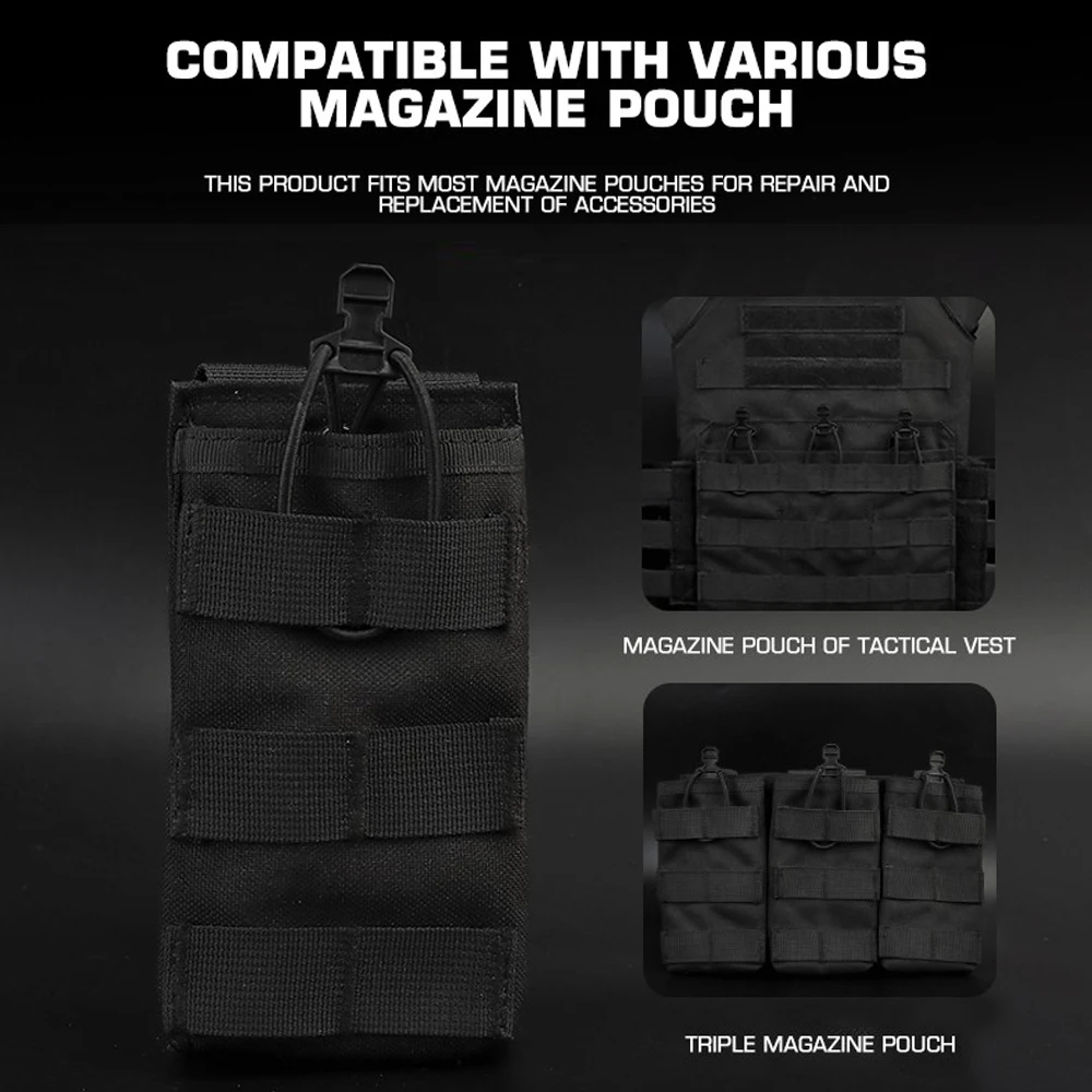 Bolsa táctica para revistas, cordones elásticos de choque con lengüeta de retención para chaleco Airsoft 5,56, bolsa Mag AR15, cuerda de cuero superior abierta - imagen 4