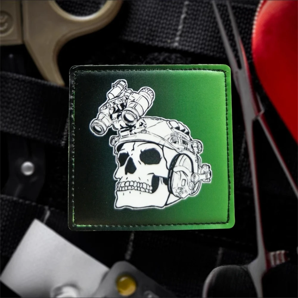 Esqueleto con parche impreso NVG, parches de gancho y bucle de moral táctica para ropa, mochila, pegatinas decorativas - imagen 4