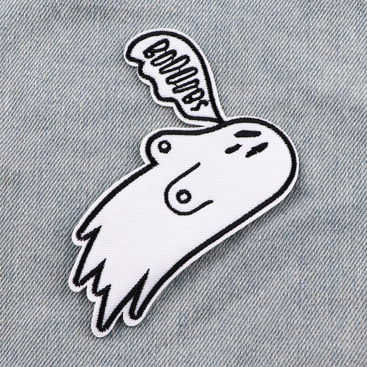 Parche bordado de fantasma blanco de Halloween, parche de dibujos animados, parches para planchar para ropa, parches para ropa, pantalones vaqueros, pegatinas para coser - imagen 3