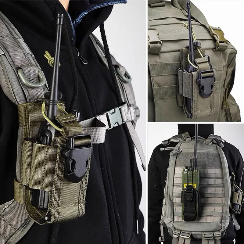 Nuevo soporte táctico ajustable para Walkie Talkie, bolsa para Radio, bolsa colgante para interfono de caza, bolsa para Radio Molle de nailon para exteriores - imagen 2