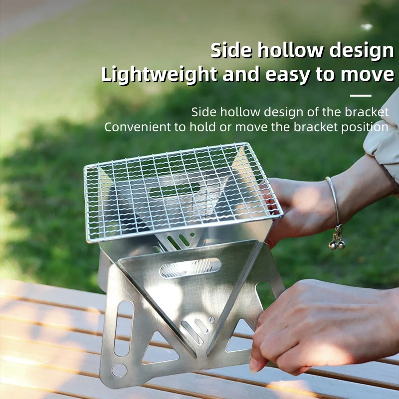 Estufa de tarjeta plegable para exteriores, incinerador de acero inoxidable, estufa de barbacoa, estufa de leña, suministros de Camping, estufa de carbón portátil - imagen 3