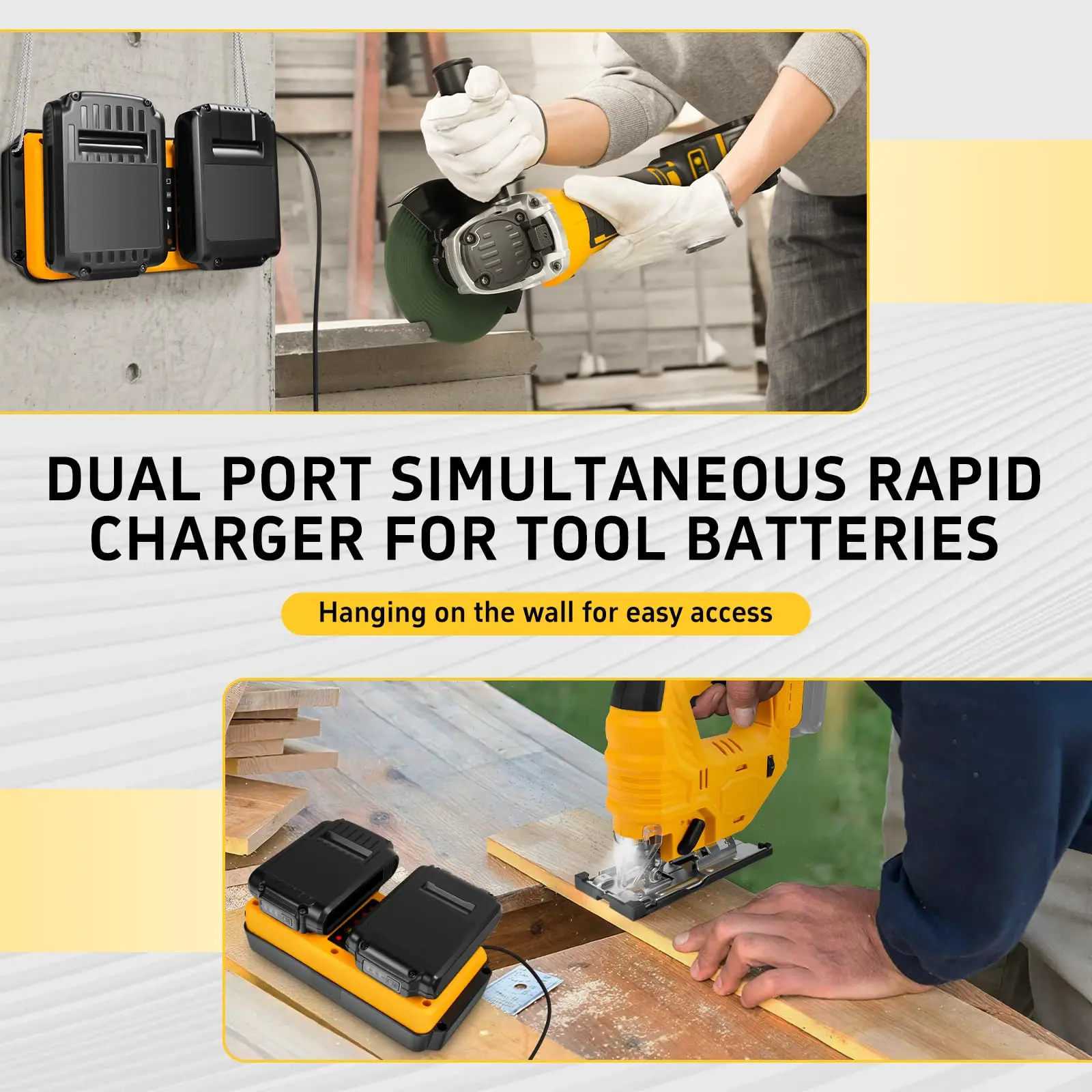 Puertos duales de 90 W para cargador de batería Dewalt 20 V Max - Reemplazo para cargadores de baterías Dewalt 14,4 V/18 V/20 V - imagen 4