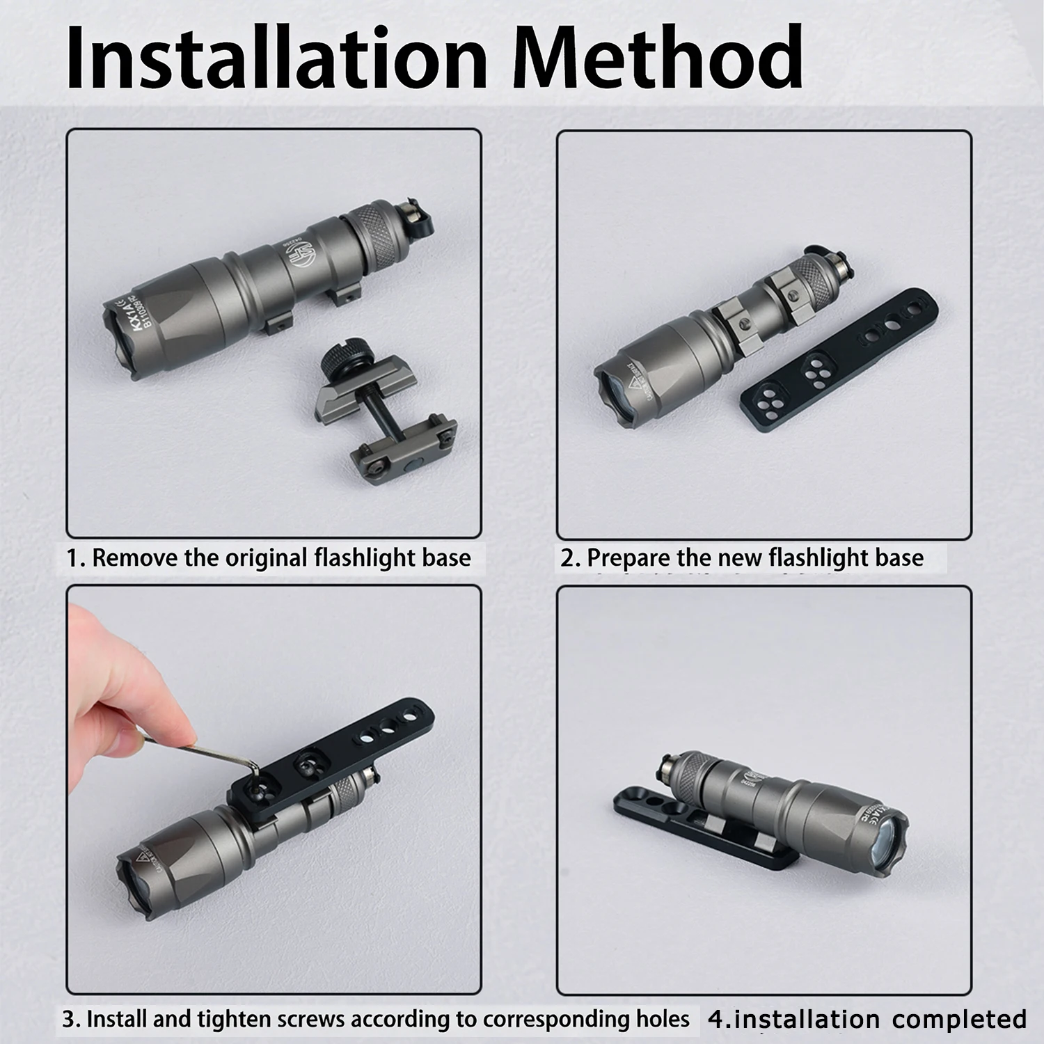 Soporte para linterna MLOK Keymod System M300 M600 Base lateral para linterna soportes de luz de explorador adaptables de Metal soporte de libélula para exteriores - imagen 3