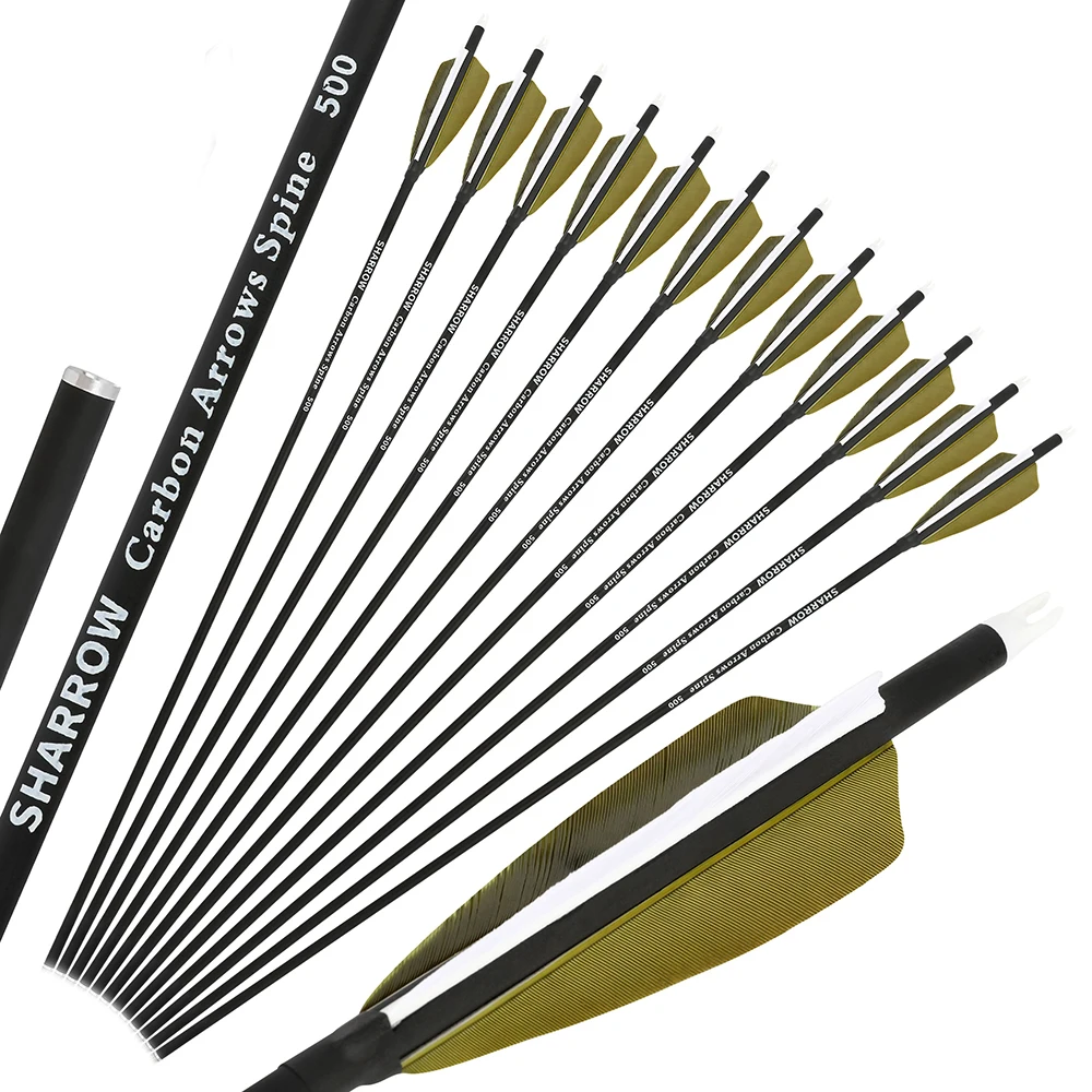 Flechas de Carbono para Tiro con Arco, Diámetro Exterior 7.8mm, Diámetro Interior 6.2mm, Sin Puntas, Eje de 30'', Pluma de Pavo de 4'', Espina 500, Accesorios de Caza y Tiro - imagen 4
