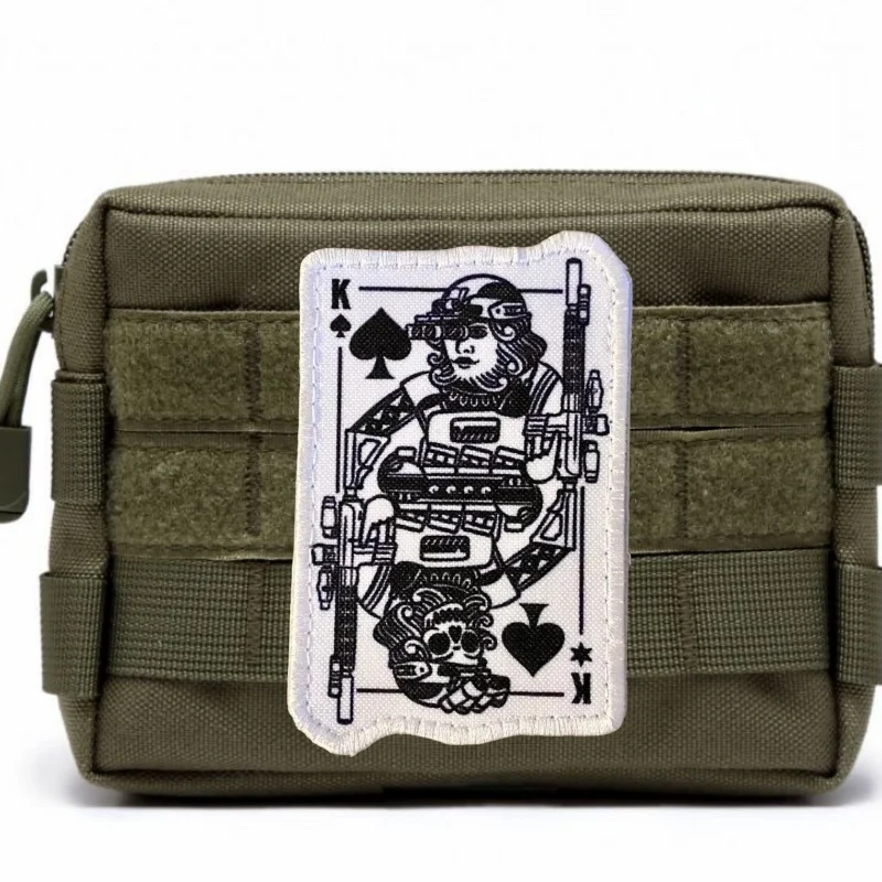 Parche estampado King of Spades para ropa, insignia de moral, parches militares con gancho y bucle, pegatina para mochila táctica, brazalete