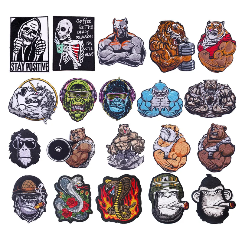 Bolsa bordada de gorila estilo Punk, insignia de accesorios, serpiente de ojo de dibujos animados, chaqueta DIY con gancho para mochila y pegado de parche de bucle - imagen 2