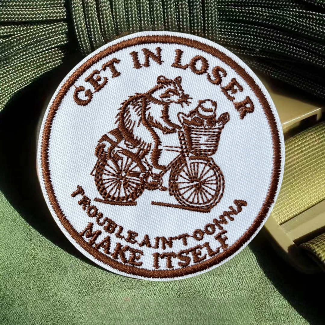 Parche táctico de moral, parches de gancho y bucle bordados de mapache para ropa, pegatina para mochila - imagen 4