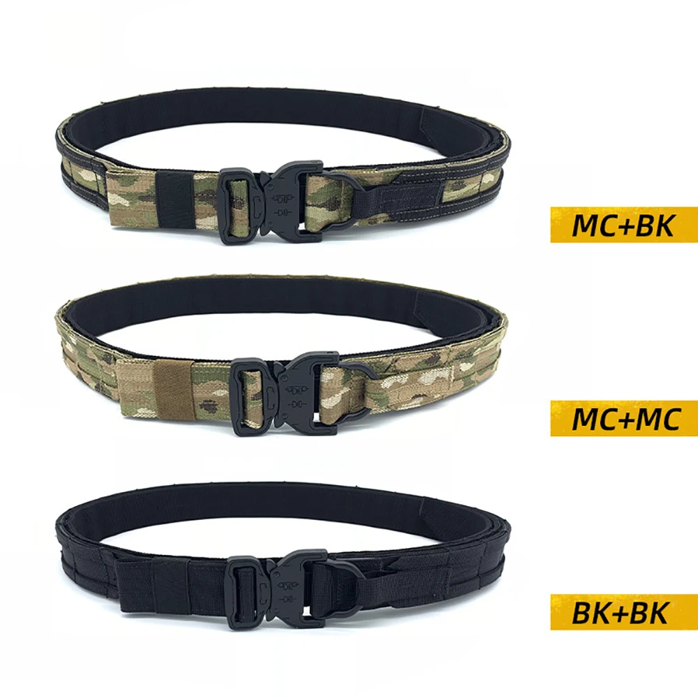 Cinturón táctico de combate para caza al aire libre, cinturón de combate con DRing negro de 1,5 pulgadas, cinturón Molle Multicam CS con cinturón interior - imagen 5