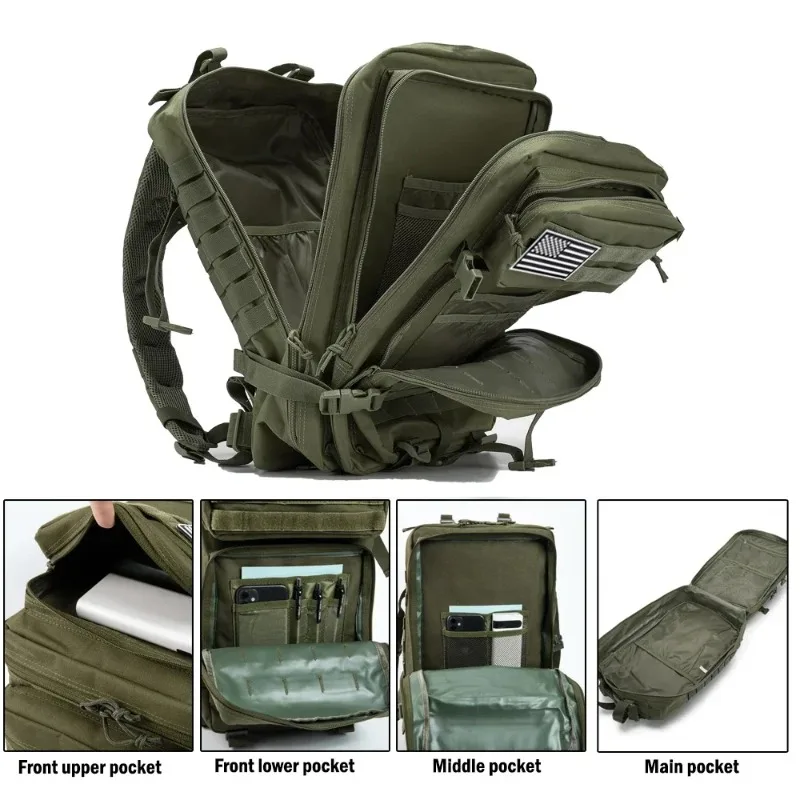 Mochila Táctica Militar para Hombres y Mujeres 45L Ejército 3 Dias Paquete de Asalto Mochila Grande con Sistema Molle-Menta Verde - imagen 5