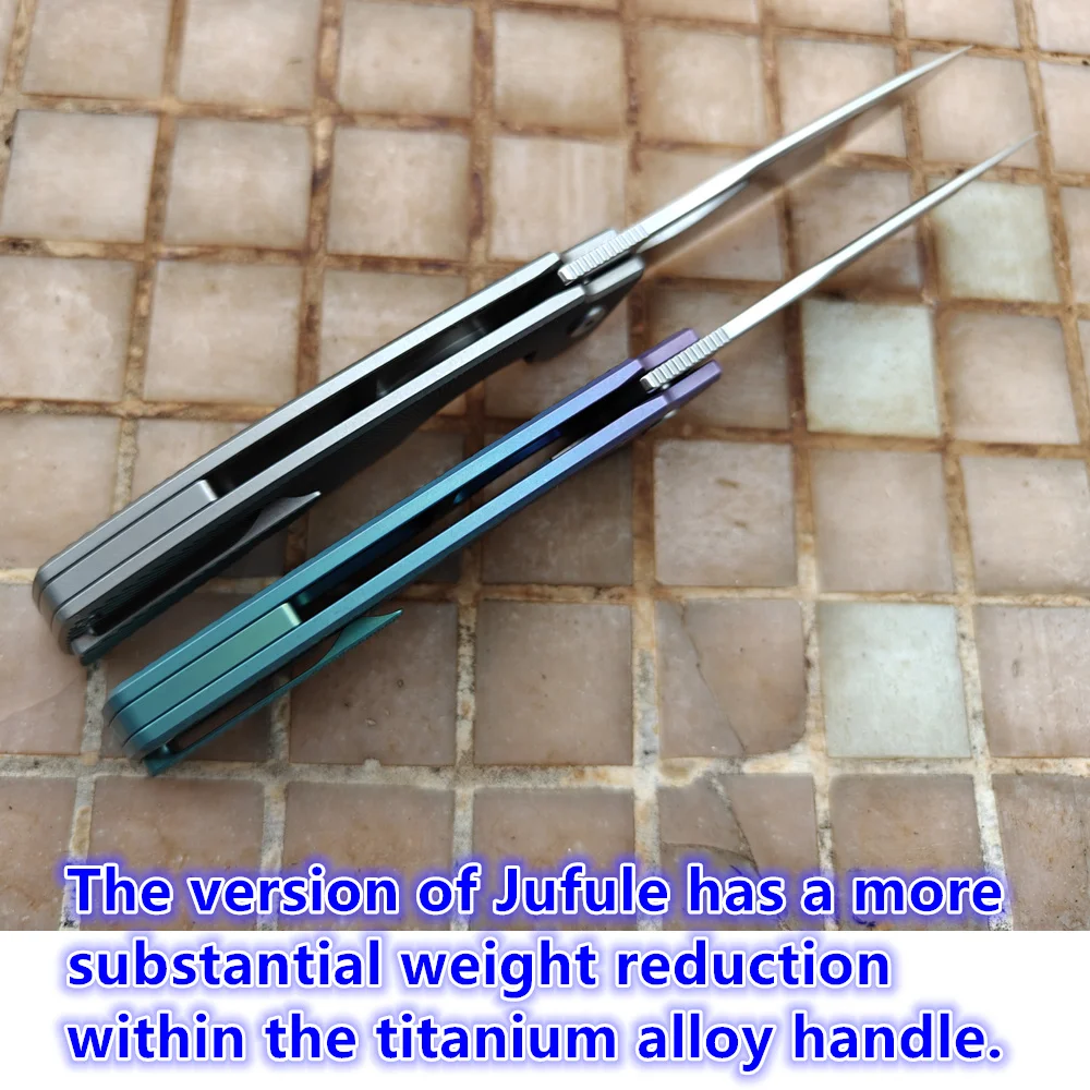 JUFULE Cuchillo plegable EDC titanio 154CM – Táctico exteriores - imagen 2