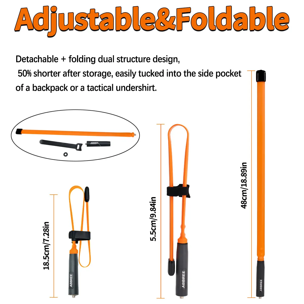 ABBREE plegable CS antena táctica SMA hembra 144/430Mhz banda Dual para BAOFENG UV-5R UV-5RH Quansheng UV-K5 8 Walkie Talkie - imagen 4