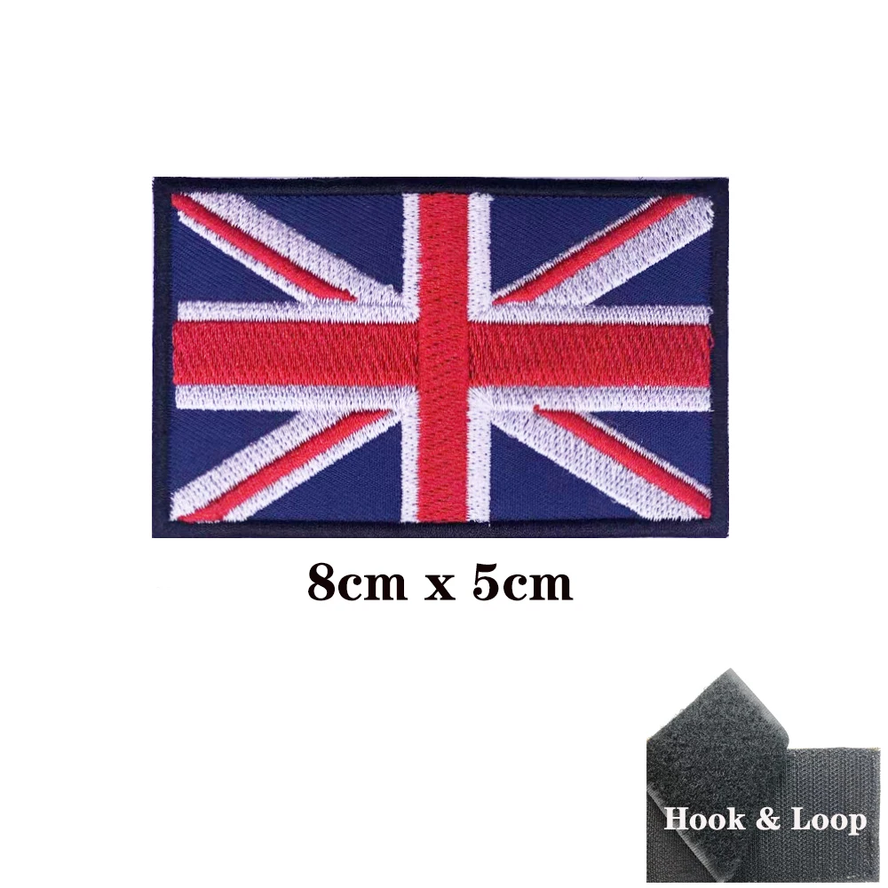 Parches de bandera británica, brazalete de Inglaterra y Gran Bretaña, parche bordado, gancho, bucle, hierro, insignia bordada, raya militar - imagen 4
