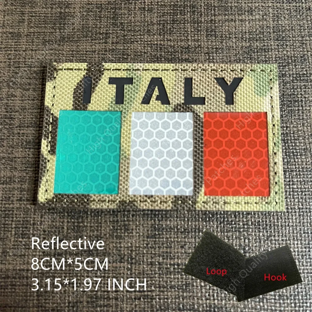 Parche reflectante IR infrarrojo italiano Italia Sicilia Sardinia Sicilia bandera apliques insignia brazalete táctico ITA GIS - imagen 5
