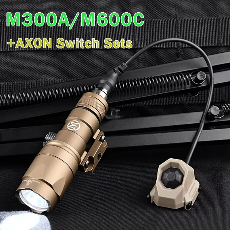 WADSN-linterna táctica Airsoft Surefir M300 M600, interruptor de botón AXON SL, accesorios para arma de caza láser PEQ para riel Picatinny - imagen 2