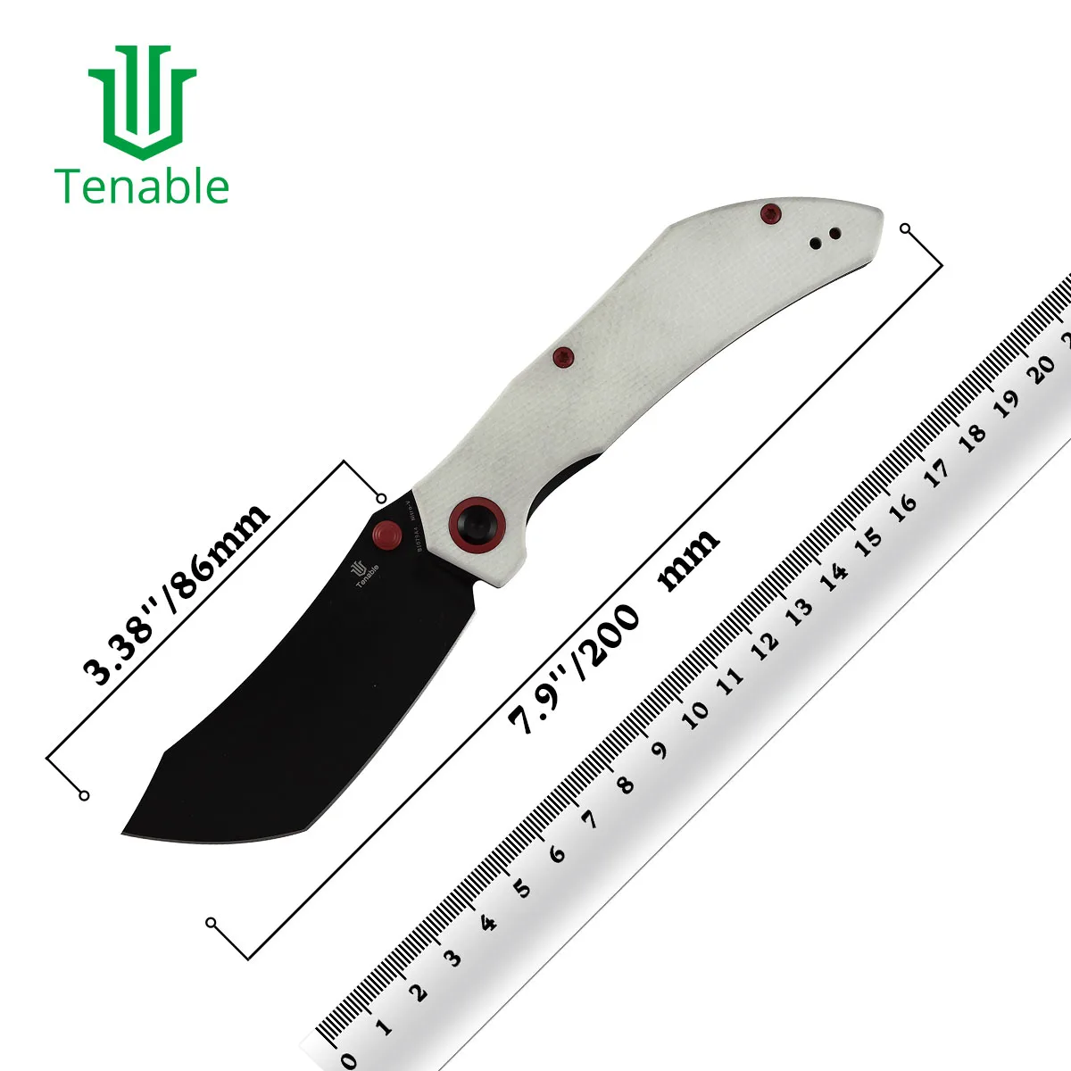 Tenable cuchillo plegable táctico Damasco ondulado micarta G10 y PEI