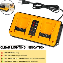 Puertos duales de 90 W para cargador de batería Dewalt 20 V Max - Reemplazo para cargadores de baterías Dewalt 14,4 V/18 V/20 V