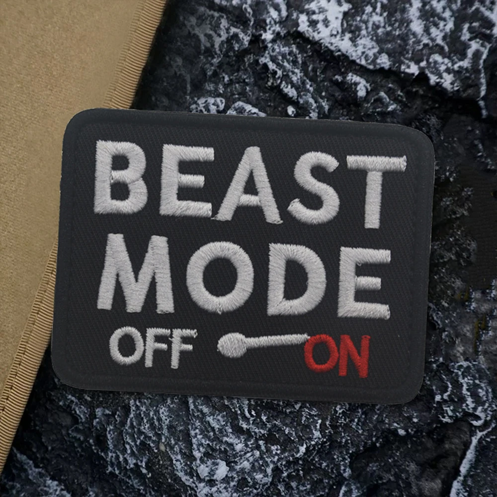 BEAST MODE Funny Meme Parche táctico de velcros Cierre de gancho y bucle - Insignia de moral bordada militar para mochila Molle al aire libre - imagen 2