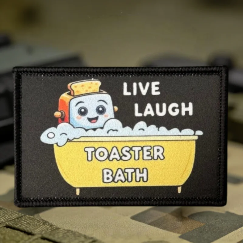 Parche táctico estampado Live Laugh Toaster Bath gancho y bucle - imagen 5