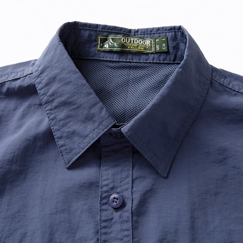 Camisas Cargo de verano para hombre, camisas de trabajo de manga larga transpirables con múltiples bolsillos, camisa de pesca para senderismo de secado rápido, camisas de trabajo Cargo - imagen 4