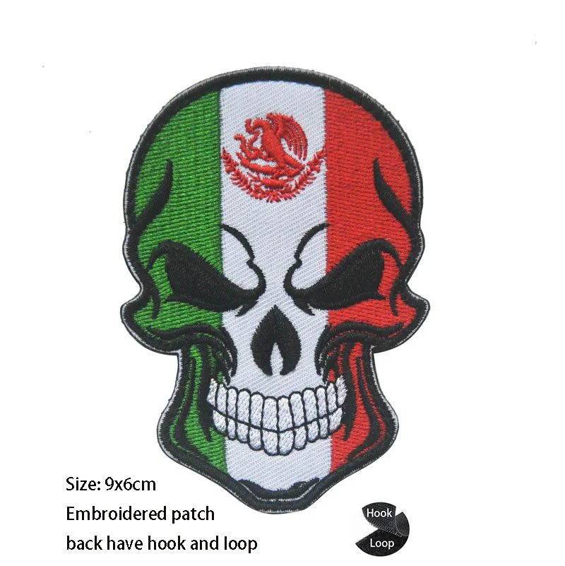 Insignia creativa de Calavera, brazalete con bandera reflectante mexicana, bordado de Calavera, parches de moral táctica para ropa, gran oferta - imagen 4