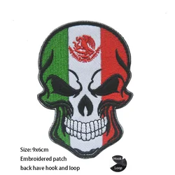 Parche táctico con insignia de calavera bordada y bandera reflectante