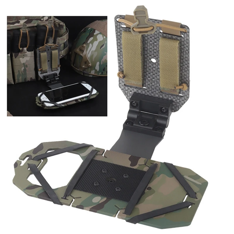 Soporte de placa táctica MOLLE para chaleco con porta teléfono