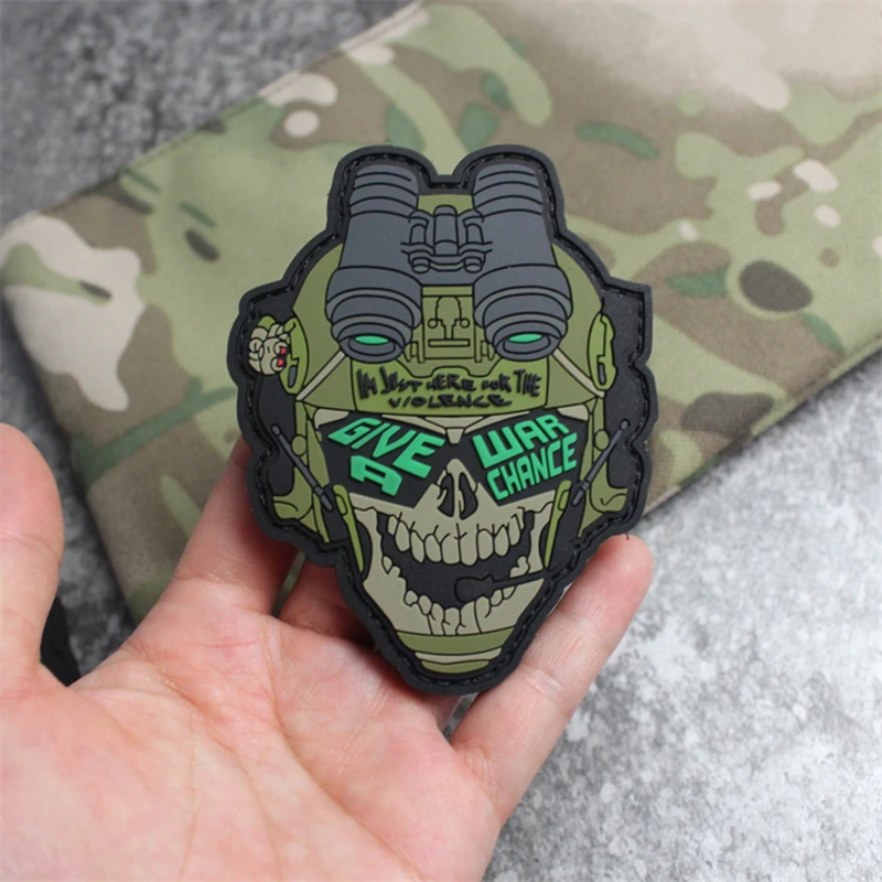 Parches de PVC de soldados de esqueleto táctico, regala la guerra, una posibilidad, solo estoy aquí para la violencia, brazalete para decoración de ropa de bolso - imagen 4