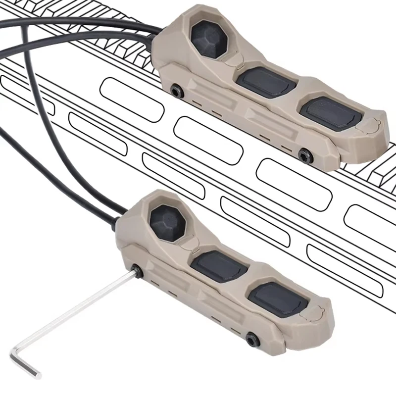 Interruptor de presión Airsoft Axon, botón de doble función, cola remota para PEQ-15 DBAL-A2 M300 M600, linterna, interruptor de luz para arma Mlok - imagen 5