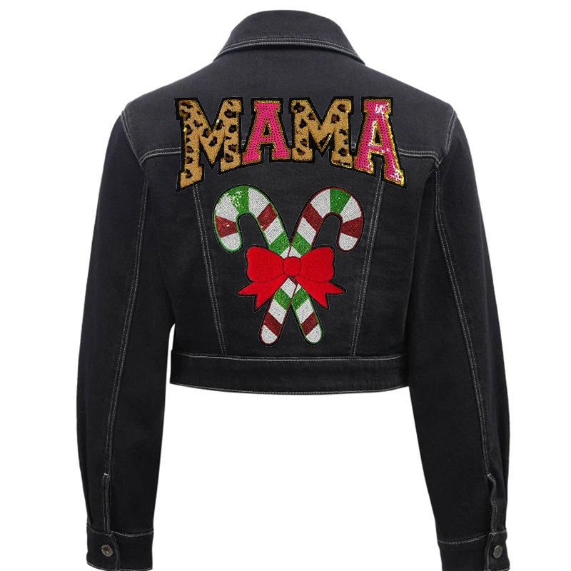 Parches bordados de toalla para decoración del hogar, adornos navideños grandes, parche de ciervo de árbol de Papá Noel DIY, parches para planchar para ropa, parche para coser - imagen 3