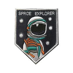 Parche de Velcros de astronauta explorador espacial negro, divertido Meme, cierre de gancho y bucle, insignia bordada para mochila táctica Molle