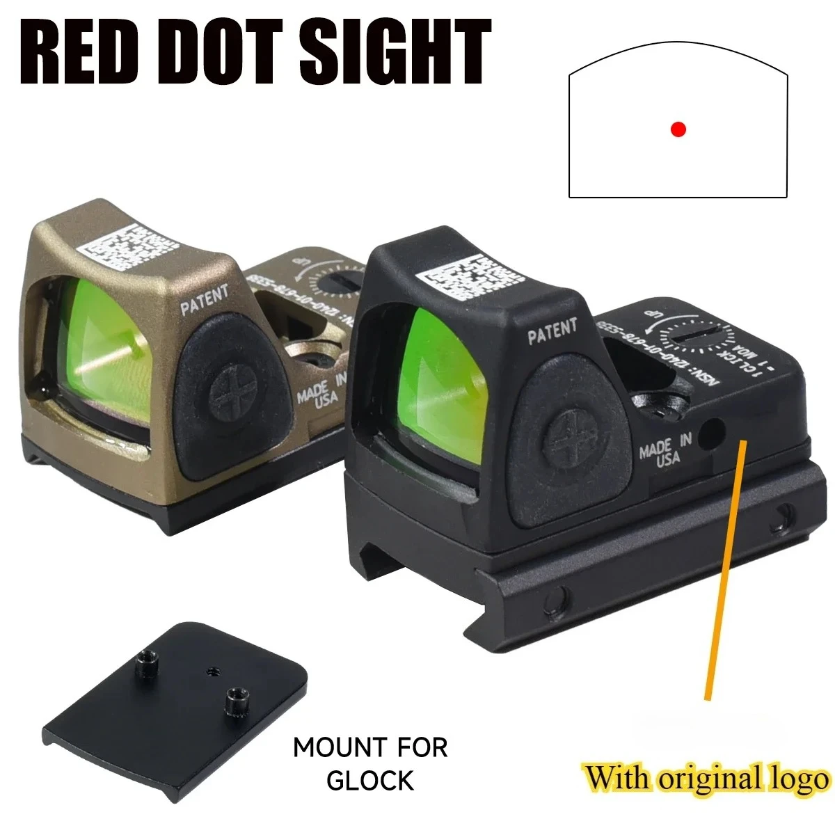 Nueva caza RM82 Red Dot Sight Reflex Airsoft óptica alcance para pistola Glock 17 19 Rifle táctico con marcas originales completas - imagen 2