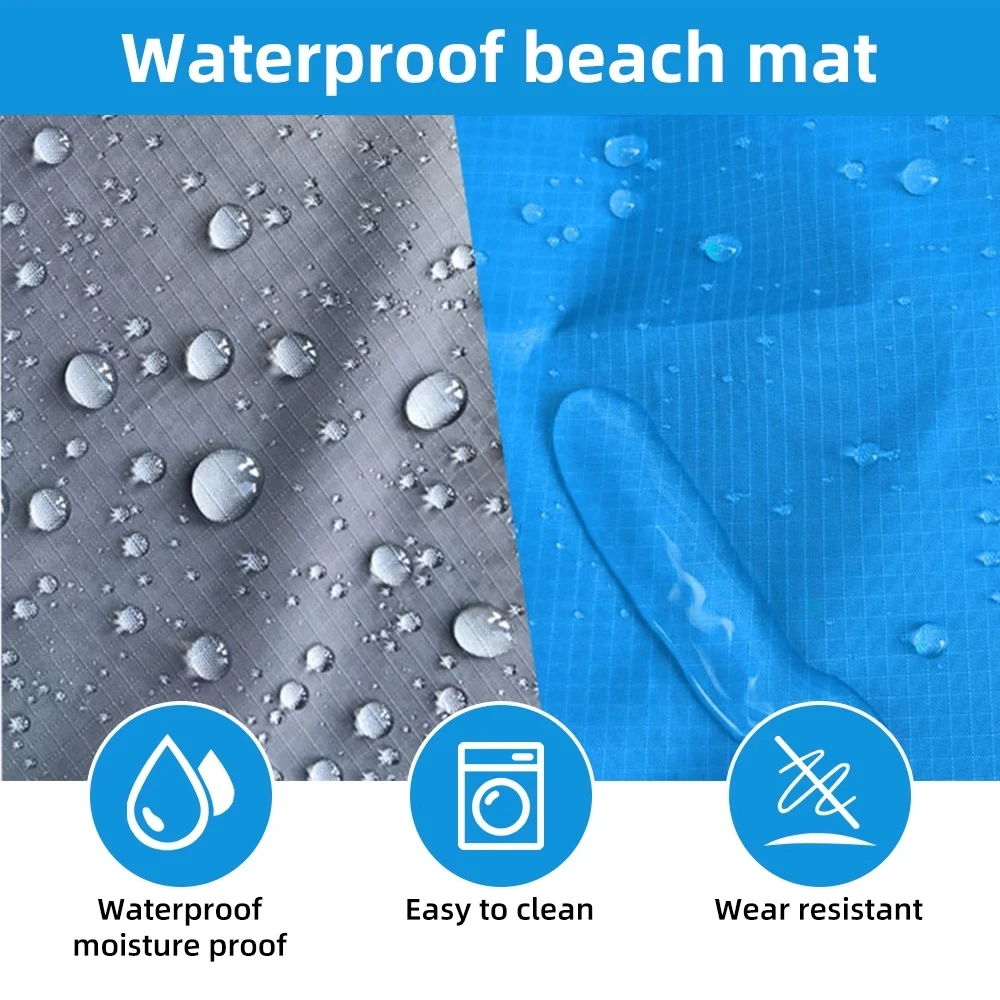Manta de playa de bolsillo impermeable, colchoneta plegable para acampar, colchón ligero portátil para Picnic al aire libre, playa de arena, baño de sol, 1,4x2m - imagen 2