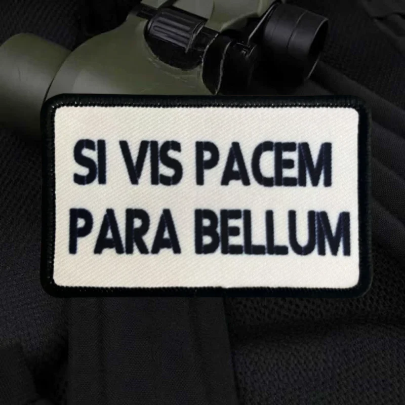 Parche de impresión Si Vis PACEM, insignia de moral táctica con gancho y bucle, pegatinas decorativas para mochila militar, parches para brazalete para ropa - imagen 4