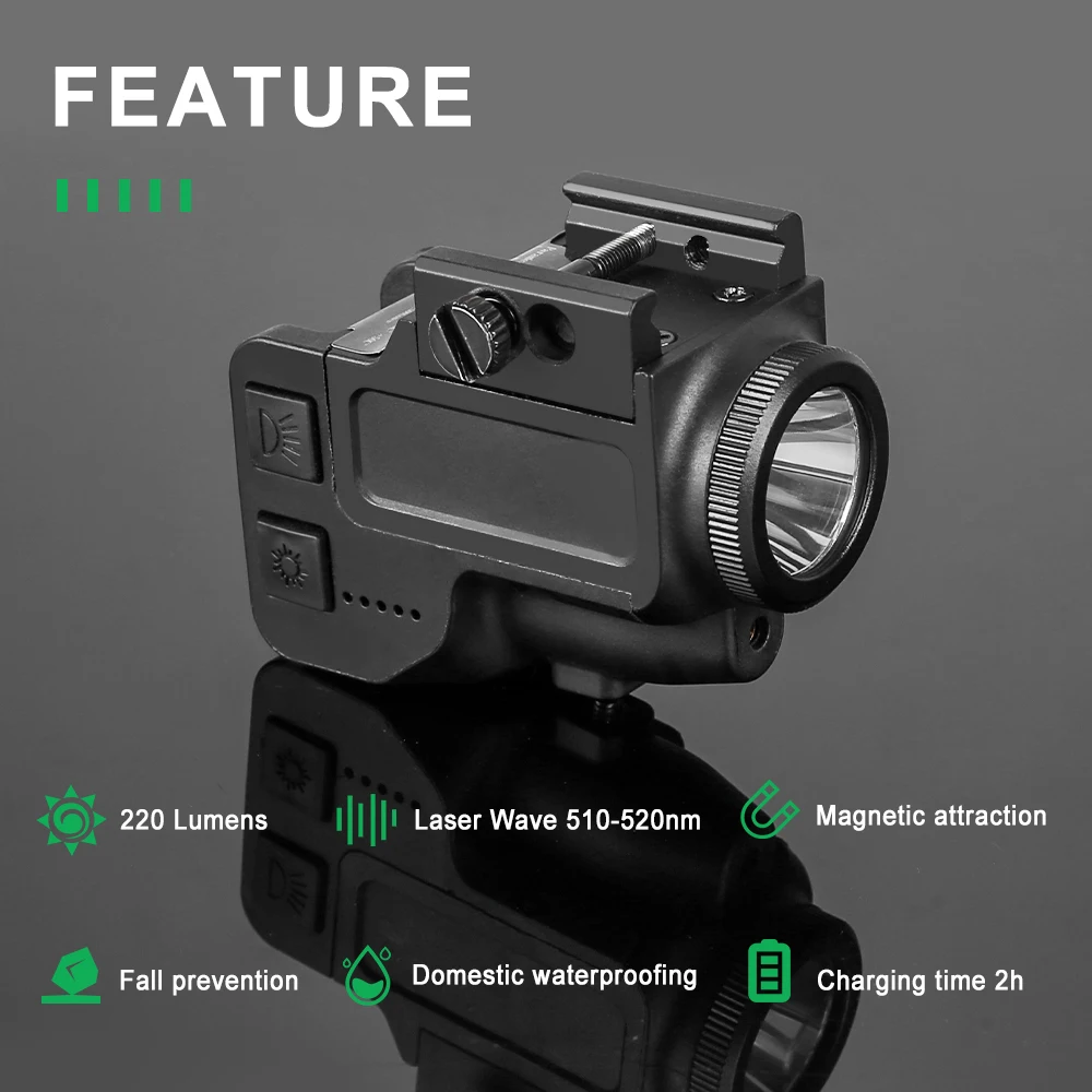 Luz para pistola, mira láser combinada, linterna de 800 lúmenes, mira láser, luces tácticas para pistola, escopetas, Rifle, antorcha Airsoft - imagen 2