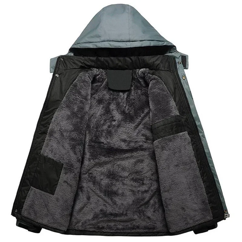 Parka de invierno para hombre, abrigos cálidos de terciopelo a prueba de viento, chaquetas con capucha de caza para hombre, abrigo Masculino Casacos, prendas de vestir para hombre - imagen 3