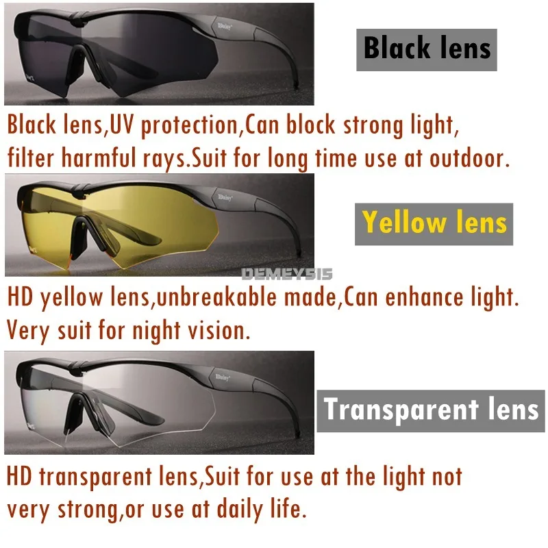 Gafas tácticas para montar en motocicleta, protección UV, 3 lentes, deportes al aire libre, Airsoft, caza, tiro, senderismo - imagen 2