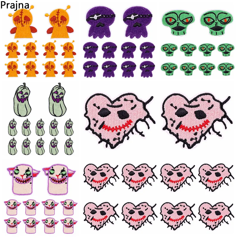 Prajna-Parche de Halloween de 10 piezas, parches para planchar para ropa, DIY, parches de calavera Punk, Parche de costura, accesorios para ropa