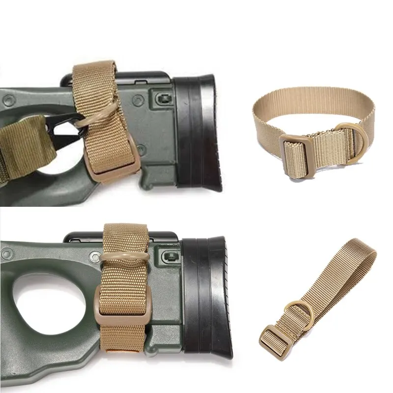 Adaptador de eslinga de pistola táctica, accesorio de correa de hombro de nailon para escopeta y Rifle, color caqui, resistente, lazo de anillo en D - imagen 3