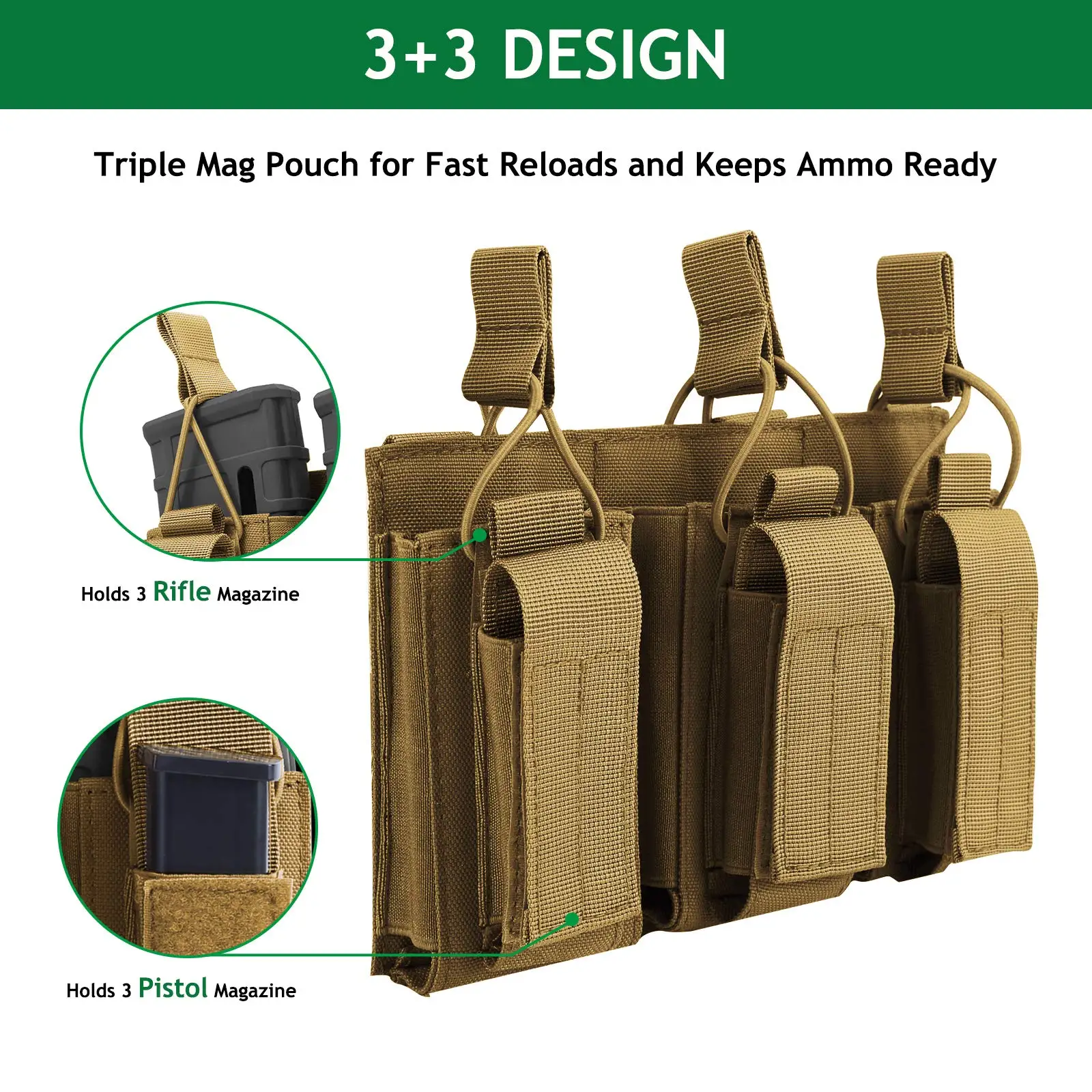 Bolsa táctica Molle para exteriores, caja de tracción rápida, 1000D, 5,56/7,62/9mm - imagen 2