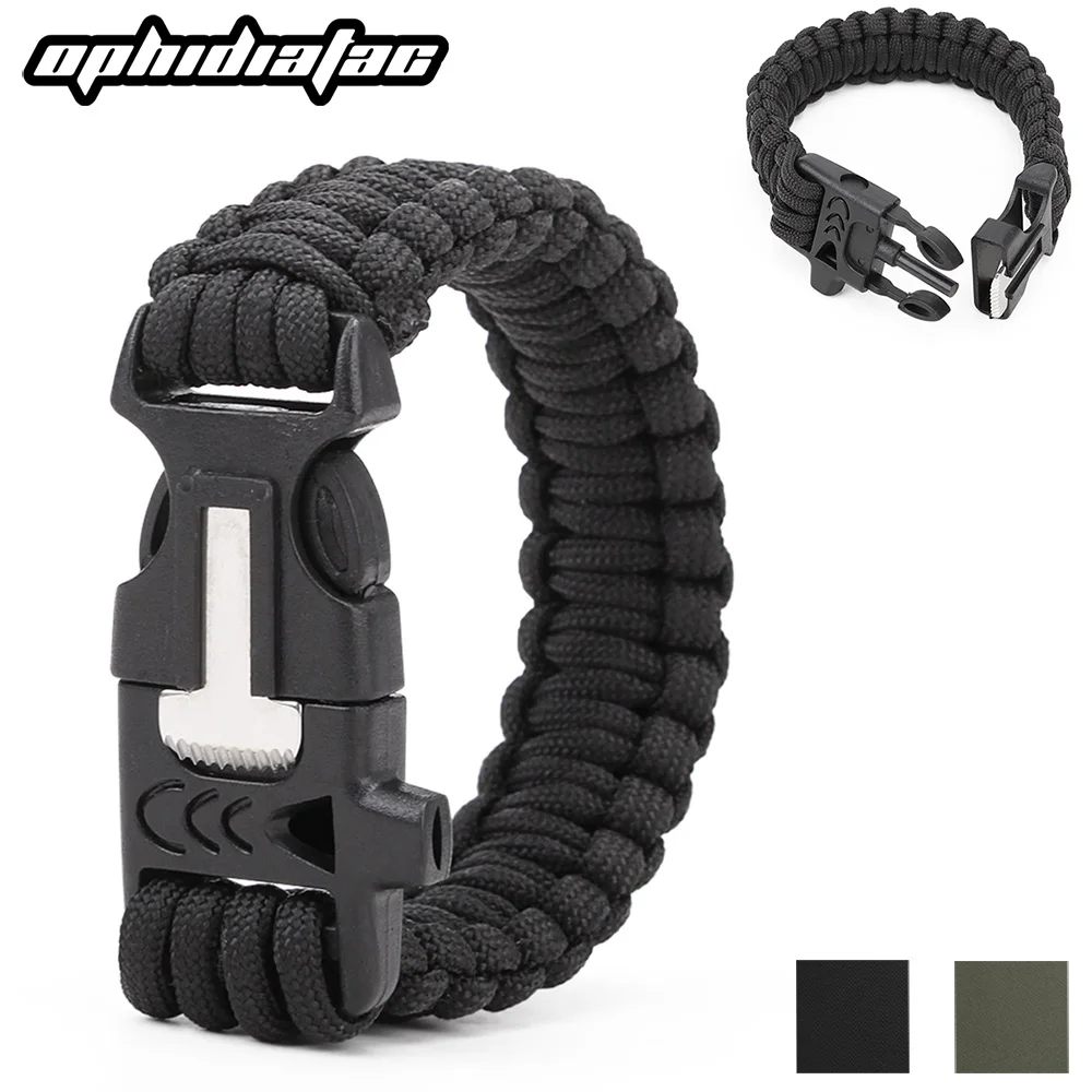 OPHIDIANTAC Paracord Escape cuerda trenzada de emergencia al aire libre EDC Camping supervivencia ahorro pulsera herramientas paraguas pulsera de cuerda