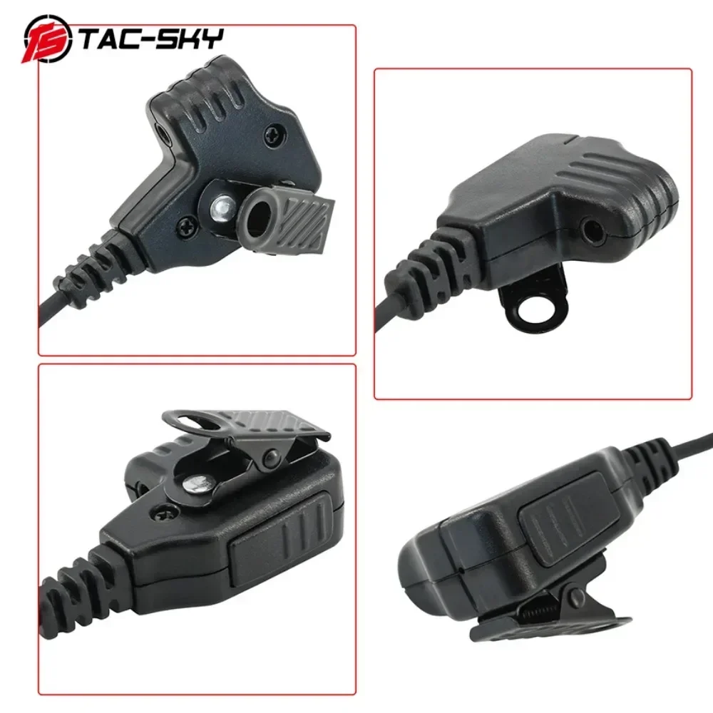 TS TAC-SKY Auriculares tácticos con cancelación de ruido Micrófono PTT Adaptador de 2 pines + 3,5 mm, Compatible con Walkie Talkies Motorol GP328 - imagen 2