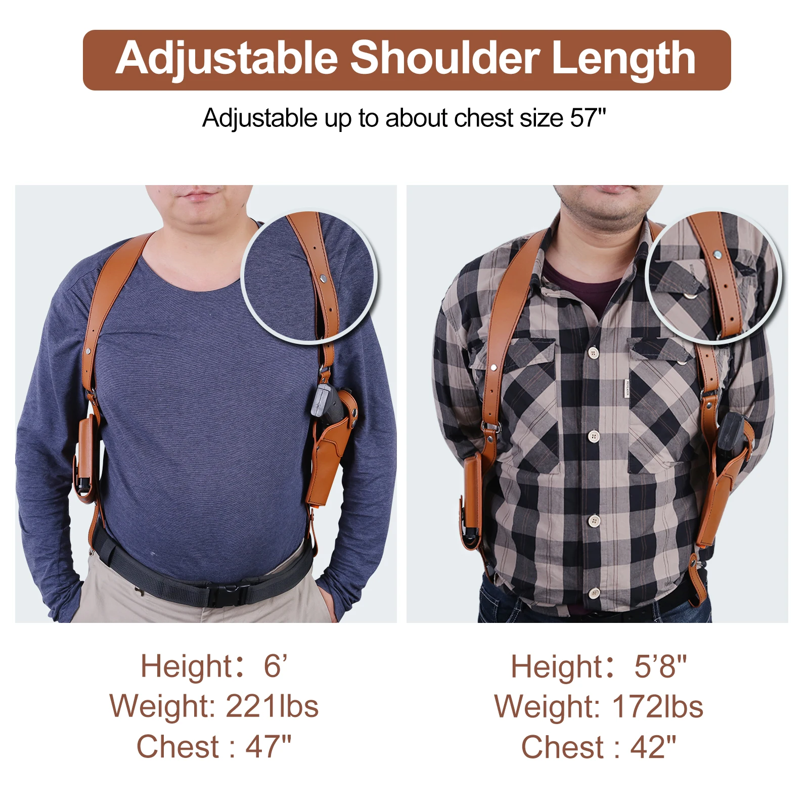 Funda de cuero oculta para pistola Glock 17/Sig 19/23 P220 Sauer, funda de hombro con doble cargador - imagen 5