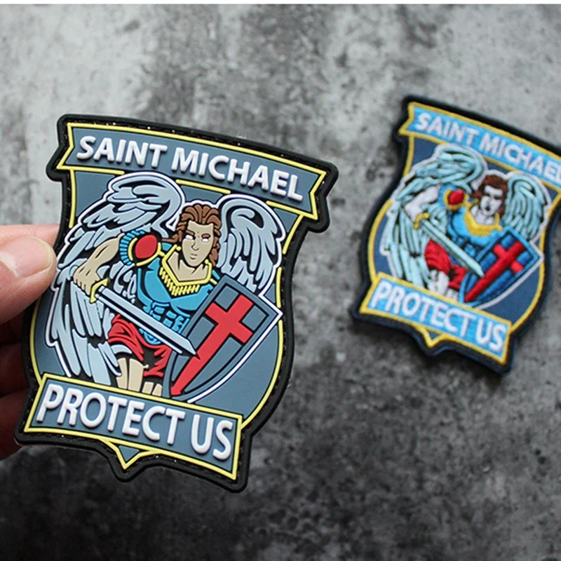 Saint Michael Protect Us Gancho e laço roupas táticas mochila remendo de PVC acessório tático selo masculino - imagen 3