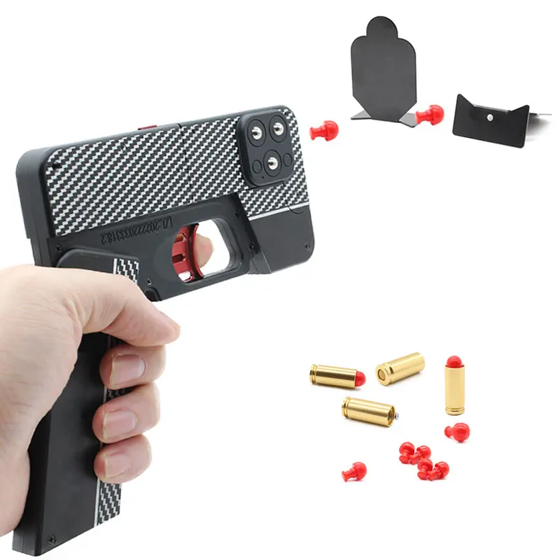 Pistola de juguete plegable con objetivo para niños, juguete de descompresión de teléfono simulado, portátil, Mini juguete blaster, regalos para niños AQB114 - imagen 4