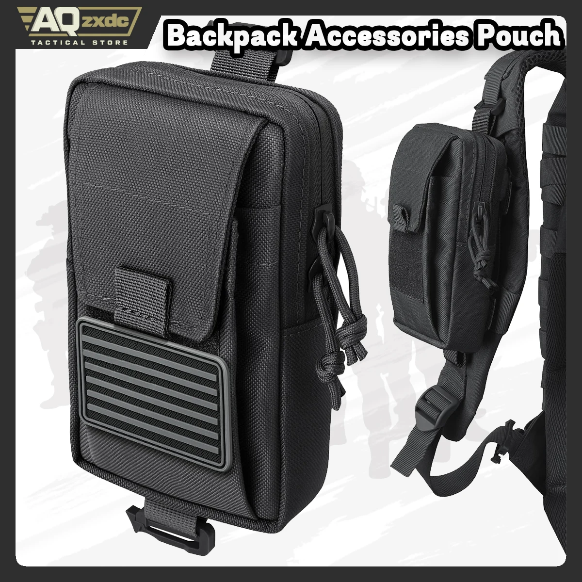 AQzxdc Bolsa de accesorios para mochila táctica, accesorios Molle, bolsas de fijación para correa de hombro, bolsa de teléfono EDC de utilidad deportiva