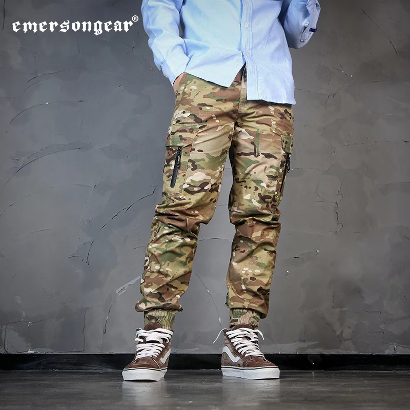 Emersongear, pantalones tácticos a la moda para hombre, pantalones con bandas en el tobillo, pantalones de camuflaje para correr, pantalones de senderismo al aire libre para acampar, cremallera negra EMS9340 - imagen 4