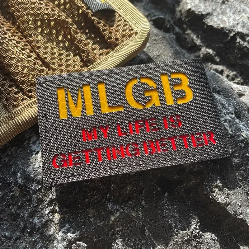 Pegatinas tácticas de mochila con citas inspiradoras, insignia de moral reflectante, Parche de gancho y bucle, grabado de MY LIFE IS GETTING BETTER - imagen 4